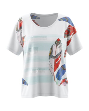 Blusa con estampado encantador y brillo sutil