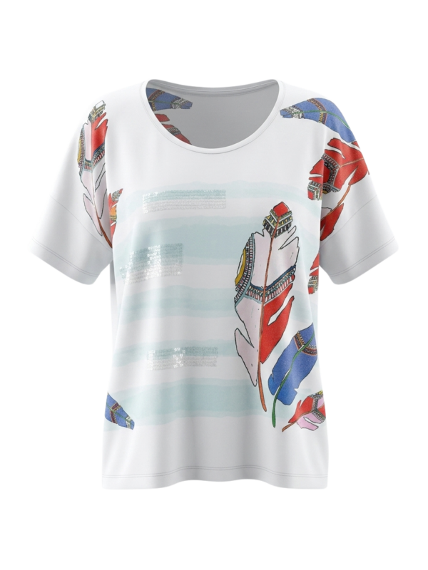 Blusa con estampado encantador y brillo sutil