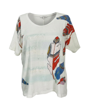 Blusa con estampado encantador y brillo sutil
