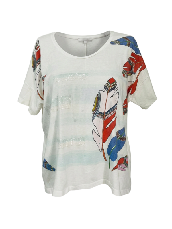 Blusa con estampado encantador y brillo sutil