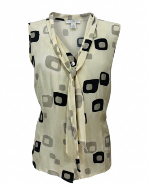 Blusa con estampado armónico y corbata chic